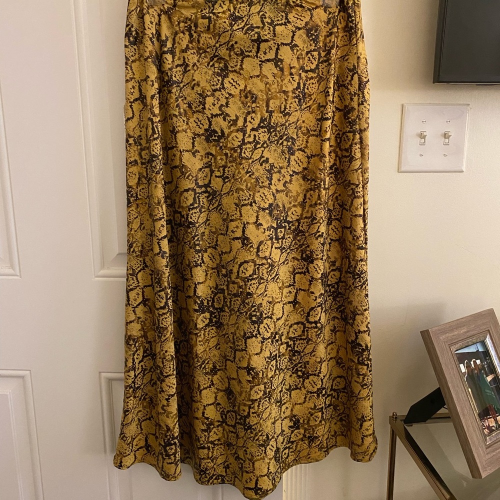 Current Air Gold Snakeskin Midi skirt